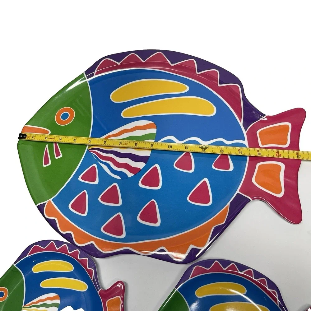 Summer Oasis Melamine Fish Tray And 2 Plates Tropical Beach Fish Design 17